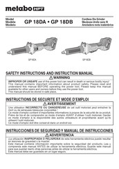 Metabo HPT GP 18DB Instructions De Sécurité Et Mode D'emploi