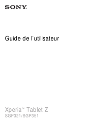 Sony SGP321 Guide De L'utilisateur