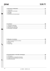 ferolli SUN P7 Instructions D'utilisation