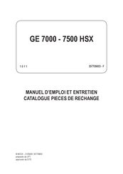 Mosa GE 7000 HSX Manuel D'emploi Et D'entretien