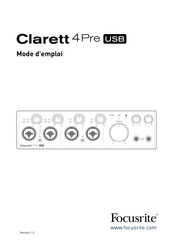 Focusrite Clarett 4Pre USB Mode D'emploi
