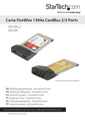 StarTech.com CardBus FireWire Manuel D'instruction