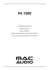 MAC Audio PA 1500 Mode D'emploi