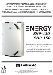 Sabiana Energy Smart ENY SHP-150 Instructions D'installation, D'utilisation Et D'entretien