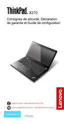 Lenovo ThinkPad X270 Consignes De Sécurité, Déclaration De Garantie Et Guide De Configuration