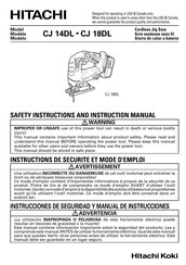 Hitachi Koki CJ 18DL Instructions De Sécurité Et Mode D'emploi