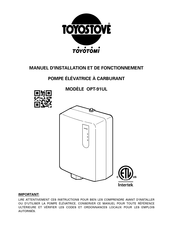 Toyostove TOYOTOMI OPT-91UL Manuel D'installation Et De Fonctionnement