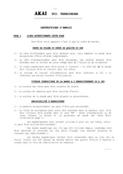 Akai 903. Instructions D'emploi