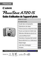 Canon POWERSHOT A720 IS Guide D'utilisation