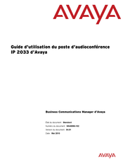 Avaya IP 2033 Guide D'utilisation