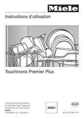 Miele Touchtronic Premier Plus G898 Instructions D'utilisation