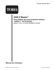 Toro Z400 Z Master Manuel De L'utilisateur