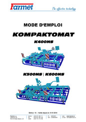 Farmet KOMPAKTOMAT K400NS Mode D'emploi