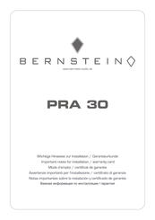 BERNSTEIN PRA 30 Mode D'emploi