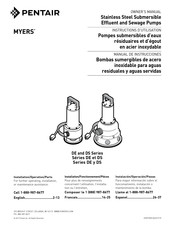 Pentair MYERS DE Série Instructions D'utilisation
