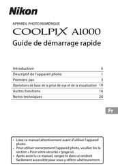 Nikon COOLPIX A1000 Guide De Démarrage Rapide