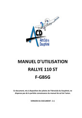 ACD RALLYE 110 ST F-GBSG Manuel D'utilisation