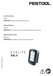 Festool SYSLITE KAL II Guide D'utilisation