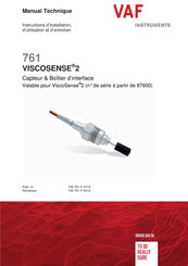 VAF instruments VISCOSENSE 2 761 Instructions D'installation, D'utilisation Et D'entretien