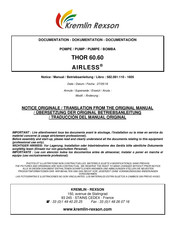 Kremlin Rexson AIRLESS THOR 60.60 Notice Originale