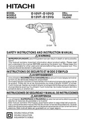 Hitachi D 10VG Instructions De Sécurité Et Mode D'emploi