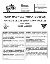 Star ULTRA-MAX 802H Instructions D'installation Et D'opération