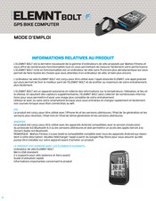 Wahoo ELEMNT BOLT Mode D'emploi