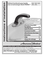 American Standard SELECTRONIC 6055.204 Instructions D'installation