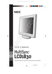 NEC MultiSync LCD1830 Mode D'emploi