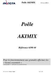 Invicta AKIMIX Notice Particulière D'utilisation Et D'installation