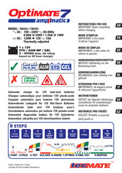 TecMate OptiMate 7 Ampmatic Mode D'emploi