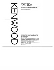 Kenwood KAC-322 Mode D'emploi