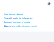 Volkswagen Driver Assistance System Manuel D'utilisation