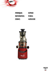 Simeo NutriJus PJ654 Notice D'utilisation