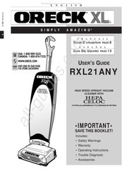 Oreck XL SIMPLY AMAZING RXL21ANY Guide D'utilisation