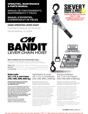 Sievert Crane & Hoist CM BANDIT Manuel D'entretien, D'opération Et De Pièces