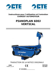 CTE PIANOPLAN 600J Instructions Pour L'utilisation Et L'entretien