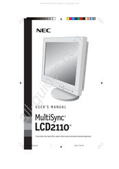 NEC MultiSync LCD2110 Mode D'emploi