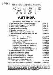 AUTINOR A 191 Notice D'utilisation