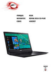 Acer ASPIRE 3 A315-33-P182 Manuel D'utilisation