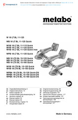 Metabo WB 18 LTX BL 125 Quick Notice Originale