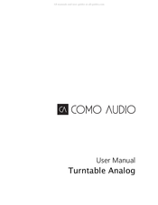 COMO AUDIO Turntable Analog Mode D'emploi