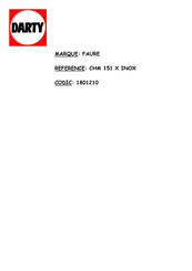 Faure CHM151 Serie Notice De Montage