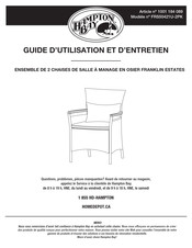 HAMPTON BAY 1001 184 089 Guide D'utilisation Et D'entretien