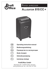ProfiOffice Alligator 815 CC Plus Mode D'emploi