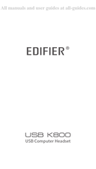 EDIFIER USB K800 Mode D'emploi