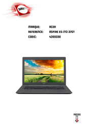 Acer Aspire E17 E5-772-37GT Manuel D'utilisation