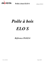 Invicta ELO S Notice Particulière D'utilisation Et D'installation
