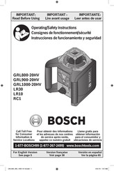 Bosch GRL1000-20HV Consignes De Fonctionnement/Sécurité
