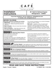 Cafe CDB36 Instructions D'installation